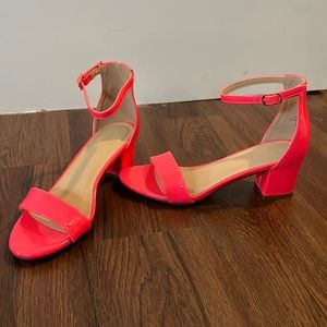 Neon Pink Block Heel Sandals